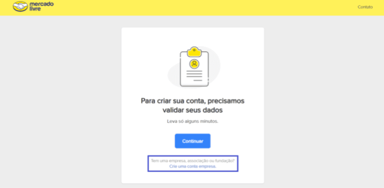 Criar conta no Mercado Livre - Passo 2